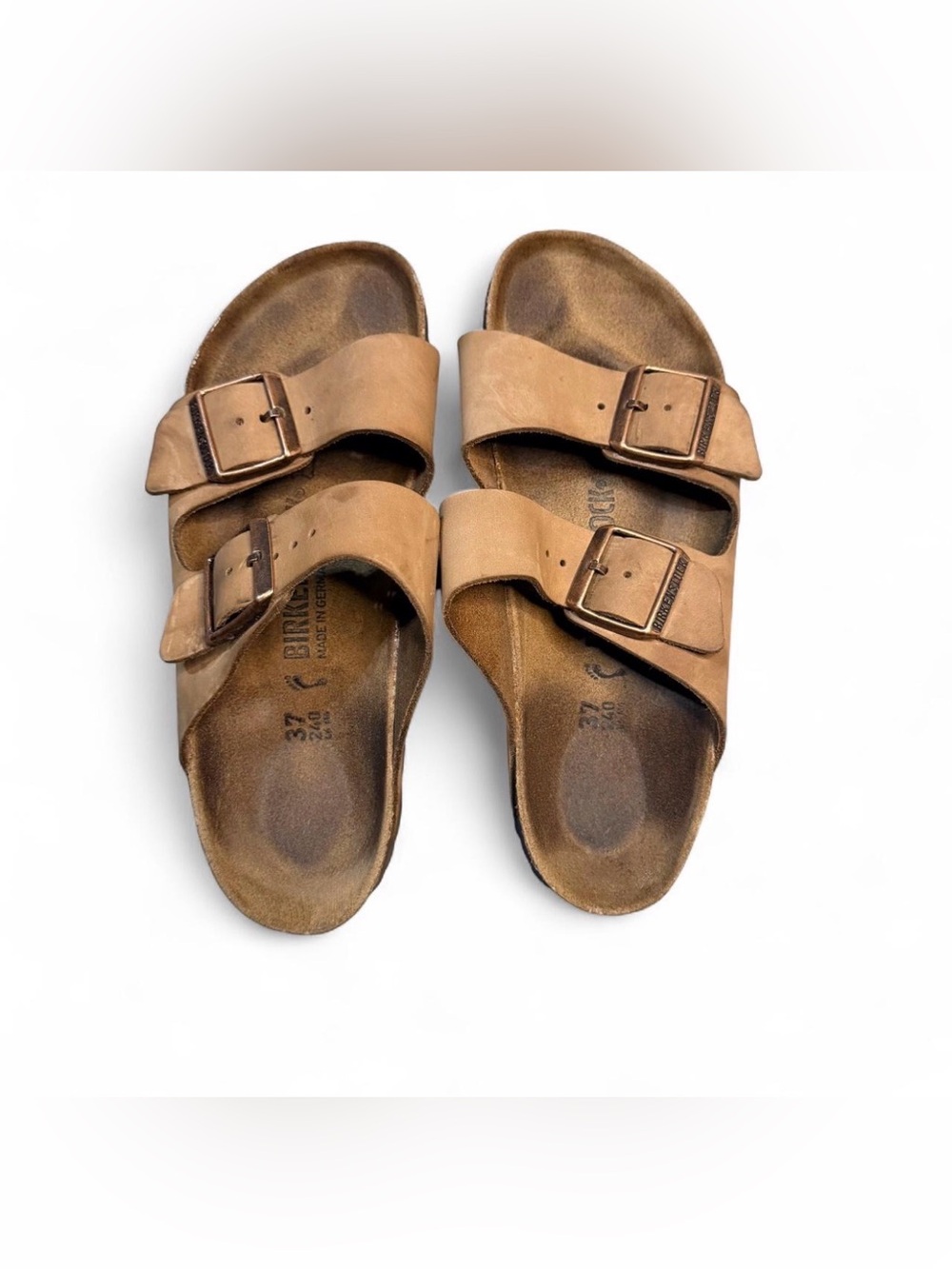 Birkenstock Two-Strap Leather Sandals in Brown